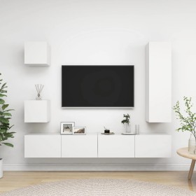 Set de muebles de salón TV 5 piezas madera de ingeniería blanco de vidaXL, Muebles TV - Ref: Foro24-3078697, Precio: 203,62 €...