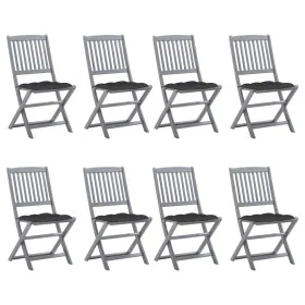 Klappbare Gartenstühle 8-teilig und Kissen aus massivem Akazienholz von vidaXL, Gartenstühle - Ref: Foro24-3078305, Preis: 39...