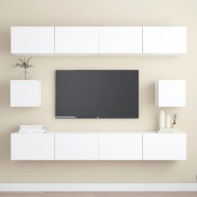 Set de muebles de salón TV 6 piezas madera de ingeniería blanco de vidaXL, Muebles TV - Ref: Foro24-3078684, Precio: 259,51 €...