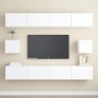Set de muebles de salón TV 6 piezas madera de ingeniería blanco de vidaXL, Muebles TV - Ref: Foro24-3078684, Precio: 259,51 €...
