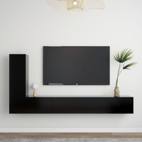 Set de muebles de salón TV 3 pzas madera de ingeniería negro de vidaXL, Muebles TV - Ref: Foro24-3078780, Precio: 190,44 €, D...