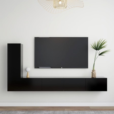 Set de muebles de salón TV 3 pzas madera de ingeniería negro de vidaXL, Muebles TV - Ref: Foro24-3078780, Precio: 190,44 €, D...