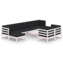 Set de muebles de jardín 10 pzas con cojines madera pino blanco de vidaXL, Conjuntos de jardín - Ref: Foro24-3077160, Precio:...