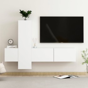 Set de muebles de salón TV 3 piezas madera de ingeniería blanco de vidaXL, Muebles TV - Ref: Foro24-3078656, Precio: 134,35 €...