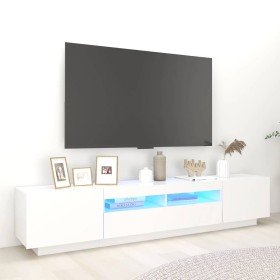 Mueble para TV con luces LED blanco 200x35x40 cm en Muebles TV | Comprar online en Foru.es
