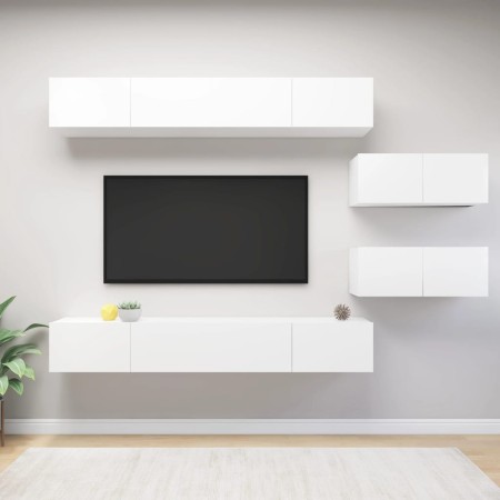 Set de muebles de salón TV 6 piezas madera de ingeniería blanco de vidaXL, Muebles TV - Ref: Foro24-3078728, Precio: 309,12 €...