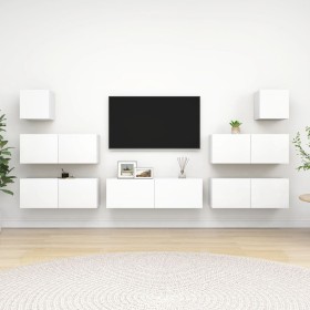 Set de muebles de salón TV 7 piezas madera de ingeniería blanco de vidaXL, Muebles TV - Ref: Foro24-3078713, Precio: 279,44 €...