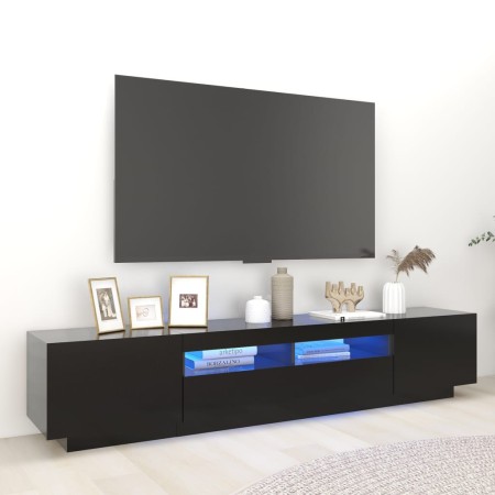 Mueble para TV con luces LED negro 200x35x40 cm en Muebles TV | Comprar online en Foru.es