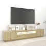 Armario TV con luces LED color roble Sonoma 200x35x40 cm en Muebles TV | Comprar online en Foru.es