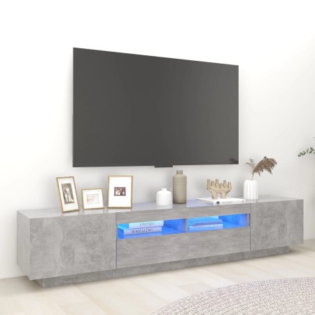 Mueble para TV con luces LED gris hormigón 200x35x40 cm en Muebles TV | Comprar online en Foru.es