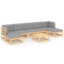 Muebles de jardín 8 pzas y cojines madera maciza pino de vidaXL, Conjuntos de jardín - Ref: Foro24-3077129, Precio: 617,11 €,...