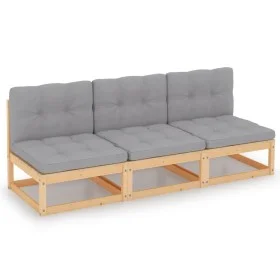 3-seater garden sofa with solid pine wood cushions by vidaXL, Outdoor sofas - Ref: Foro24-3076349, Price: 286,20 €, Discount: %