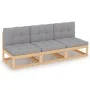 3-seater garden sofa with solid pine wood cushions by vidaXL, Outdoor sofas - Ref: Foro24-3076349, Price: 286,20 €, Discount: %