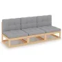 3-seater garden sofa with solid pine wood cushions by vidaXL, Outdoor sofas - Ref: Foro24-3076349, Price: 286,20 €, Discount: %