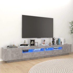 Mueble para TV con luces LED gris hormigón 260x35x40 cm en Muebles TV | Comprar online en Foru.es