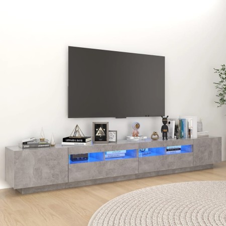 Mueble para TV con luces LED gris hormigón 260x35x40 cm en Muebles TV | Comprar online en Foru.es