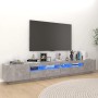 Mueble para TV con luces LED gris hormigón 260x35x40 cm en Muebles TV | Comprar online en Foru.es