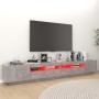 Mueble para TV con luces LED gris hormigón 260x35x40 cm en Muebles TV | Comprar online en Foru.es