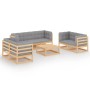 Juego de muebles de jardín 8 pzas y cojines madera pino maciza de vidaXL, Conjuntos de jardín - Ref: Foro24-3076504, Precio: ...