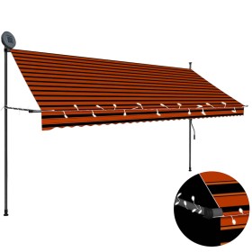 Toldo manual retráctil con LED naranja y marrón 350 cm en Toldos | Comprar online en Foru.es
