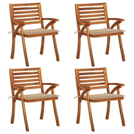 Sillas de jardín con cojines 4 unidades madera maciza de acacia de vidaXL, Sillas de jardín - Ref: Foro24-3075177, Precio: 51...
