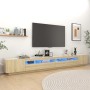Armario TV con luces LED color roble Sonoma 300x35x40 cm en Muebles TV | Comprar online en Foru.es