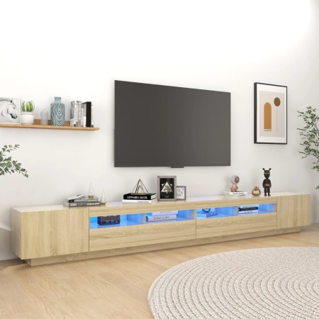 Armario TV con luces LED color roble Sonoma 300x35x40 cm en Muebles TV | Comprar online en Foru.es