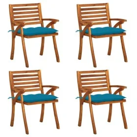 Sillas de jardín con cojines 4 unidades madera maciza de acacia de vidaXL, Sillas de jardín - Ref: Foro24-3075193, Precio: 38...