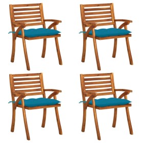 Sillas de jardín con cojines 4 unidades madera maciza de acacia de vidaXL, Sillas de jardín - Ref: Foro24-3075193, Precio: 50...