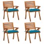 Sillas de jardín con cojines 4 unidades madera maciza de acacia de vidaXL, Sillas de jardín - Ref: Foro24-3075193, Precio: 50...