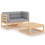 Juego de muebles de jardín 3 pzas y cojines madera pino maciza de vidaXL, Conjuntos de jardín - Ref: Foro24-3076299, Precio: ...