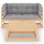 Juego de muebles de jardín 3 pzas y cojines madera pino maciza de vidaXL, Conjuntos de jardín - Ref: Foro24-3076299, Precio: ...