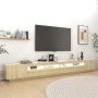 Armario TV con luces LED color roble Sonoma 300x35x40 cm en Muebles TV | Comprar online en Foru.es