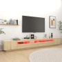 Armario TV con luces LED color roble Sonoma 300x35x40 cm en Muebles TV | Comprar online en Foru.es
