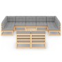 Juego de muebles de jardín 10 pzas y cojines madera maciza pino de vidaXL, Conjuntos de jardín - Ref: Foro24-3077219, Precio:...