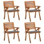Sillas de jardín con cojines 4 unidades madera maciza de acacia de vidaXL, Sillas de jardín - Ref: Foro24-3075175, Precio: 51...