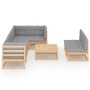 Muebles de jardín 8 pzas y cojines madera maciza pino de vidaXL, Conjuntos de jardín - Ref: Foro24-3076659, Precio: 739,61 €,...