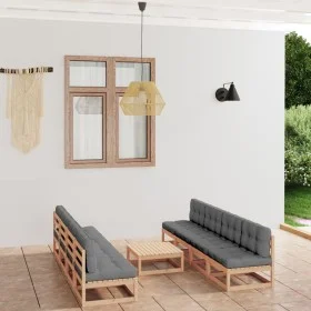 Juego de muebles de jardín 9 pzas y cojines madera pino maciza de vidaXL, Conjuntos de jardín - Ref: Foro24-3076404, Precio: ...
