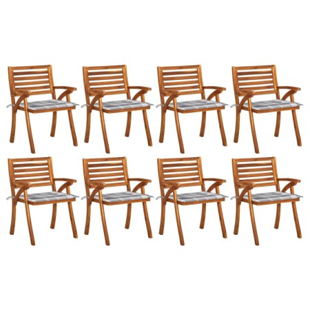 Sillas de jardín 8 uds madera maciza de teca con cojines de vidaXL, Sillas de jardín - Ref: Foro24-3075215, Precio: 774,85 €,...