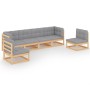 Juego de muebles de jardín 6 pzas y cojines madera pino maciza de vidaXL, Conjuntos de jardín - Ref: Foro24-3076449, Precio: ...