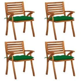 Sillas de jardín con cojines 4 unidades madera maciza de acacia de vidaXL, Sillas de jardín - Ref: Foro24-3075194, Precio: 38...