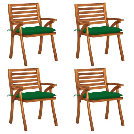 Sillas de jardín con cojines 4 unidades madera maciza de acacia de vidaXL, Sillas de jardín - Ref: Foro24-3075194, Precio: 50...