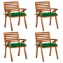 Sillas de jardín con cojines 4 unidades madera maciza de acacia de vidaXL, Sillas de jardín - Ref: Foro24-3075194, Precio: 50...