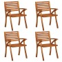 Sillas de jardín con cojines 4 unidades madera maciza de acacia de vidaXL, Sillas de jardín - Ref: Foro24-3075194, Precio: 50...