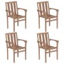 Sillas de jardín apilables 4 uds madera maciza teca con cojines de vidaXL, Sillas de jardín - Ref: Foro24-3073379, Precio: 51...