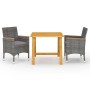 Juego de comedor de jardín de 3 piezas gris de vidaXL, Conjuntos de jardín - Ref: Foro24-3068688, Precio: 250,83 €, Descuento: %