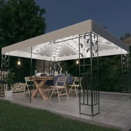 Cenador con doble techo y tira de luces LED blanco 3x4 m de vidaXL, Carpas y cenadores - Ref: Foro24-3070298, Precio: 275,98 ...