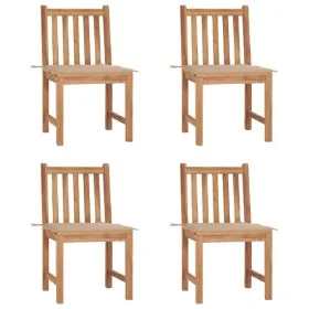 Gartenstühle 4 Einheiten aus massivem Teakholz mit Kissen von vidaXL, Gartenstühle - Ref: Foro24-3073091, Preis: 452,48 €, Ra...