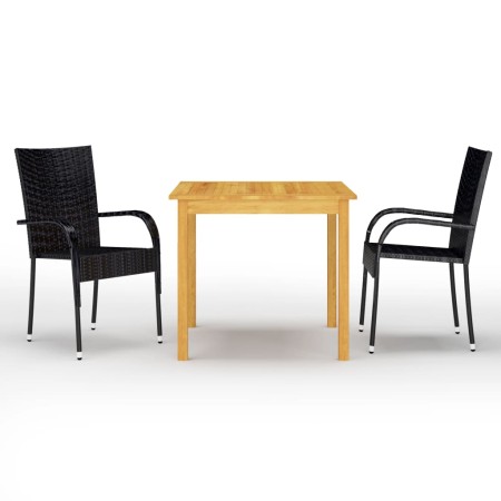 Juego de comedor para jardín 3 piezas negro de vidaXL, Conjuntos de jardín - Ref: Foro24-3067690, Precio: 215,22 €, Descuento: %