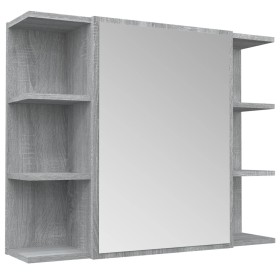 Armario de espejo baño contrachapada gris Sonoma 80x20,5x64 cm de vidaXL, Tocadores de baño - Ref: Foro24-815523, Precio: 89,...
